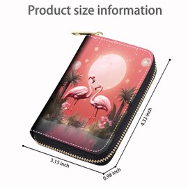 BWOOLL RFID Credit Card Holder Wallets for Women, Leather Card Case Wallet with Zipper, Flamingo, Flamingo, Fashions
