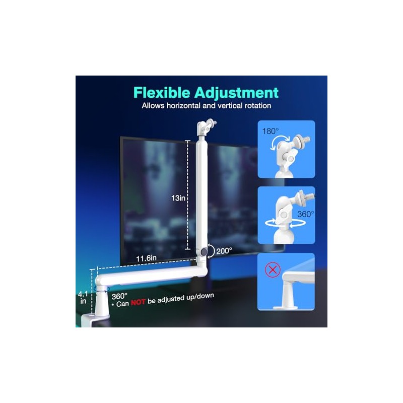 FIFINE Boom Arm Mic Stand, Low Profile Metal Microphone Stand,