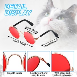 15 Pieces Small Pet Sunglasses Retro Dog Sunglasses Round Metal Puppy Sunglasses Cosplay Glasses Photo Props Eyewear for Cats and Small to Medium Sized Dogs