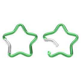 PATIKIL Star Shape Snap Hook, 2 Pack Aluminum Alloy Star-Shaped Keychain Clip Spring Key Holder for Camping Fishing Hiking Traveling, Green