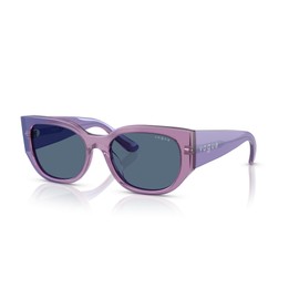 Vogue Eyewear Women's VO5641SU Universal Fit Square Sunglasses, Transparent Pearl Purple/Dark Blue, 53 mm