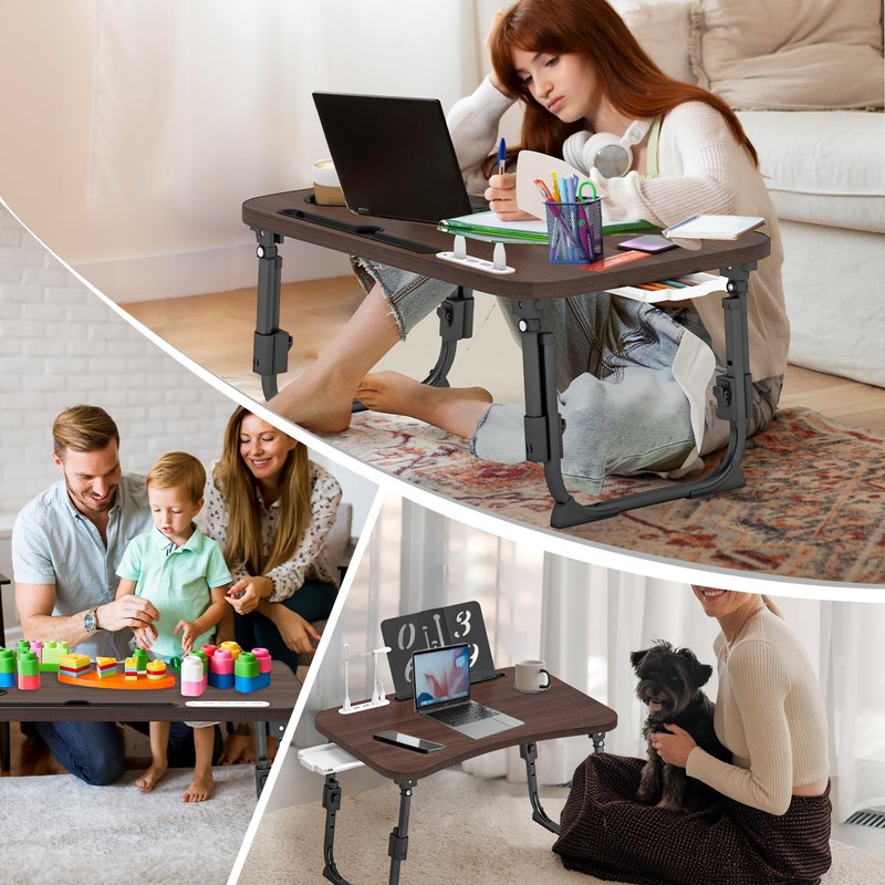 Lap Desk for Bed Adjustable Height, Foldable Bed Table with