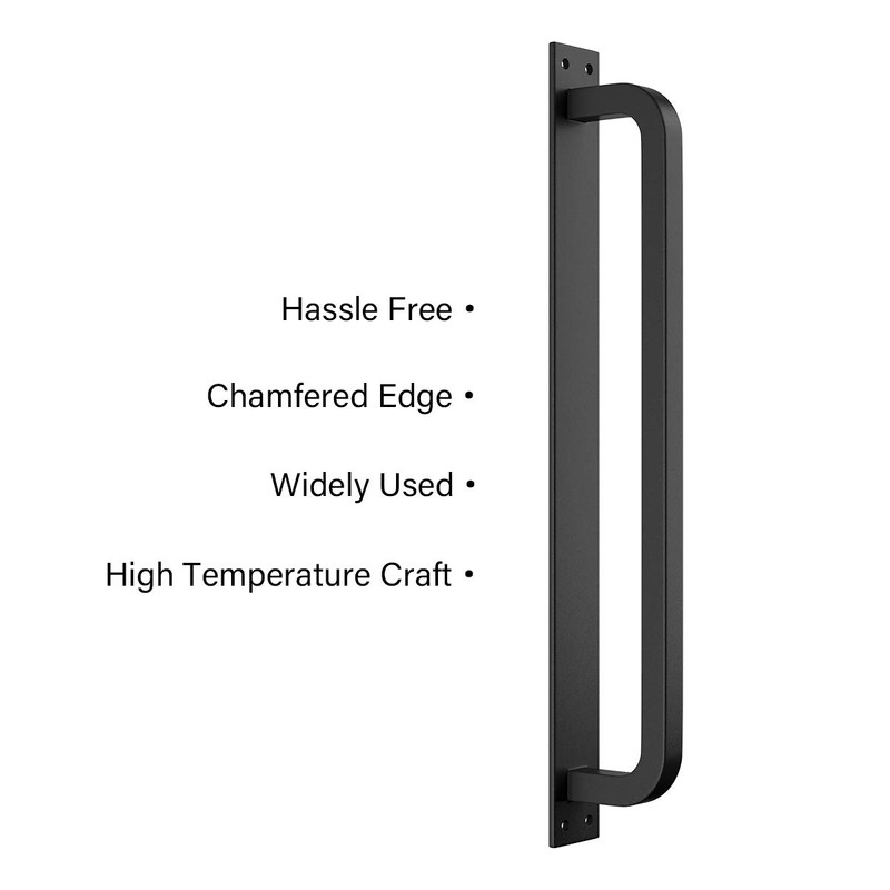 SMARTSTANDARD 12” Antique Rustic Handmade Barn Door Handle, Black Flush