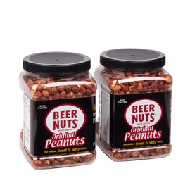 BEER NUTS Original Peanuts - 41 oz Resealable Jar (Pack of 2), Sweet and Salty, Gluten-Free, Kosher, Low Sodium Peanut Snacks