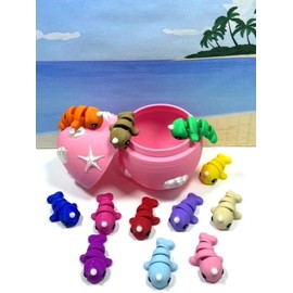 12pcs Mini 3D Printed Baby Narwhal Tiny Sea Animals Figurines Cute Articulated Pocket Pets, Desk Ornaments Fidget ADHD Autism Toy BN001-SET-PNKSE