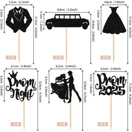 ZHUOWEISM 24 PCS Prom & Graduation Cupcake Toppers, Black, Non-Edible, Class of 2024, College Graduation, Party Supplies