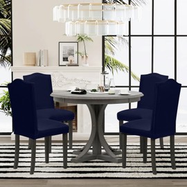 Sufdari Dining Room Chair Covers Set of 8, Navy Blue Chair Covers for Dining Chairs, Non-Slip Spandex Kitchen Parsons Chair Covers, Stretch Dining Chair Slipcovers for Dining Room, Hotel (Extra Large)