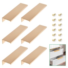 Forestchill Cabinet Handle, Finger Edge Pull Cabinet Handles, 6 Pieces Concealed Furniture Handles with Screws for Home Kitchen Cabinet Wardrobe Drawer (Gold, 150 mm)