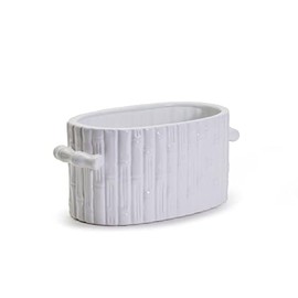 Two's Company Faux Bamboo Oval Centerpiece/Cachepot with Handles