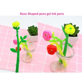 YYaaloa 30pcs Flower Pens Rose Shaped Gel Ink Pens 0.5 mm Black Ink for Child, Women, Coworkers Kids Office School Home Gifts Party Supplies (Rose shaped 30pcs)