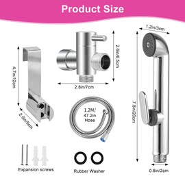 HOCANFLO Handbrause Bad Bidet für Bidet Armaturen WC Waschen Edelstahl Duschkopf Windel Dusche Tierbad Wasserspar Wand waschen Zinklegierung, Standard G1/2 Schnittstelle