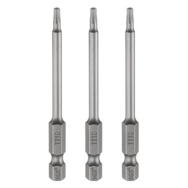 sourcing map 3pcs TT10 Security Torx Head Screwdriver Bit 3.15" (80mm) Long 1/4" Hex Shank Magnetic Tamper Proof 6 Point Star Screw Driver Drill Bits S2 Steel Hole Tip Industrial Power Tools