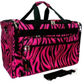 22" Fashion Multi Pocket Gym Dance Cheer Travel Carry On/Duffle Bag (Pink Zebra)