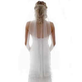 HEREAD - Velo de novia de 1 nivel, catedral, longitud de la punta del dedo, velo de tul para novia, accesorios para el cabello con peine y borde cortado, Blanco, 212“Length