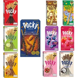 Pocky Variety Pack (Japanese Snack Pocky Chocolate Biscuit Sticks Set of 10 Flavor Variety Pack (Pack of 10) Gift with Planet Allstars™ Packaging)
