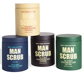Body Prescriptions Exfoliante corporal para hombre – Lavado de limpieza definitivo de la piel en tarro con tapa giratoria, para todo tipo de piel, 21 