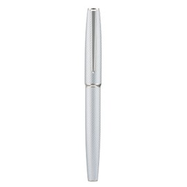 Hong Dian A3 - Pluma estilográfica de aluminio plateado, punta extrafina, diseño de lujo, pluma de escritura suave con convertidor y estuche de metal 