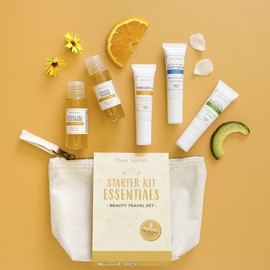 Alma Secret Beauty Travel Face Set 5 Products for Normal Sensitive or Combination Skin with Natural and Ecological Extracts, Travel Bag, Original Gift for Christmas, Valentine's Day