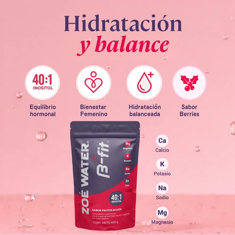 B-fit Zoe Water Electrolitos En Polvo 405g Myo Inositol 401