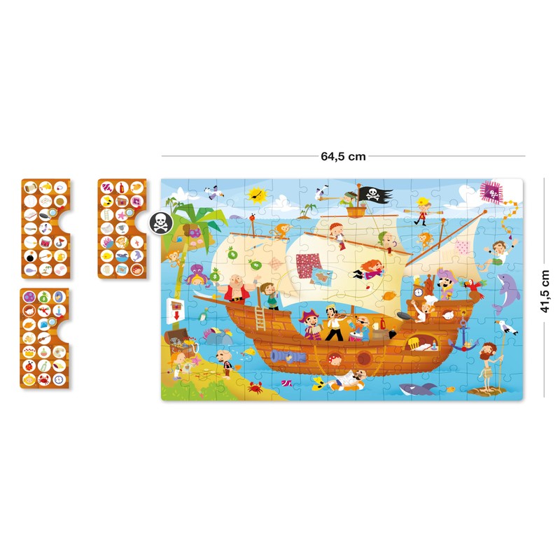 APLI Kids 17917 Pirate Ship Puzzle Observation, 104 Pieces, Multi-Coloured