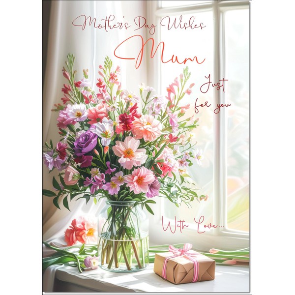doodlecards Mum Mothers Day Card Flower Bouquet and present Medium