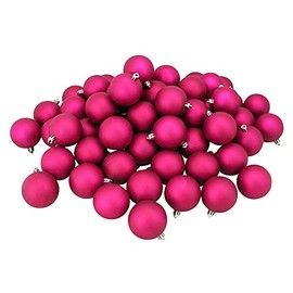 Northlight 60ct Magenta Pink Shatterproof Matte Christmas Ball Ornaments 2.5" (60mm)