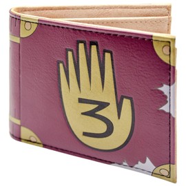 Gravity Falls Mystery Shack Secret Journal 3 Wallet Bi-Fold ID & Card Holder, Brown