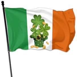 St Patrick'S Day Flags for Outside 3x5 Ft Double Sided Irish Blessing Flag Shamrocks Hat Gold Coins Flag for Outdoor House Indoor Yard Holiday Party Banner Signs Decoration
