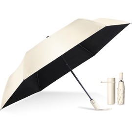 [Smart Safety Lock Function] Parasol, Ultra Lightweight, Compact, Foldable, 100% UV Protection, Completely Blackout, Lightweight, For Both Sunny and Rainy Weather, Women's, Men's, Heat Blocking