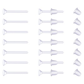 200 Pairs Plastic Transparent Earrings, Invisible Plastic Post Earrings Clear Stud Earrings with Earring Stoppers for Sports Work Women Men Earring Makings, 4mm Cup-Shaped Head