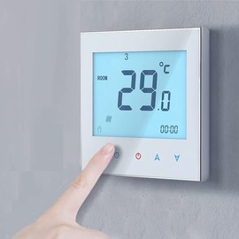 Ailgely Digital Thermostat, Intelligent Wall Thermostat, 5A 110-230 V Room Thermostat, Weekly Programmable, LCD Display Touch Screen, Water Heating Thermostat, Room Temperature Controller