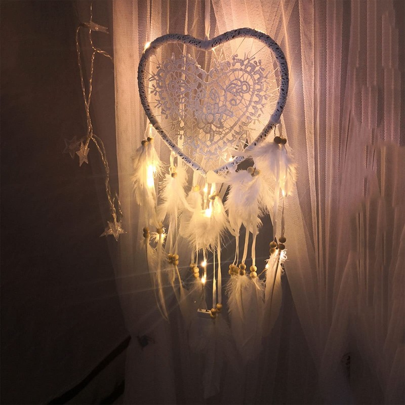 Srliya Atrapasueños con Forma de Corazón Hueco, Tejido a Mano,