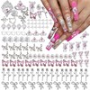 110PCS Silver Nail Charms,Y2K Nail Art Rhinestone Charms 3D Heart