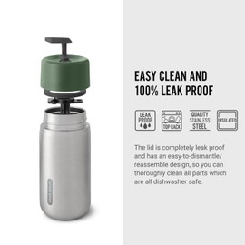 BLACK + BLUM - Travel Cup - 18/8 Stainless Steel Thermal Insulated Travel Coffee Cup with Leak Proof, Lockable Lid - Keeps Hot for 4 hrs, Cold for 8 hrs, Olive - 340ml