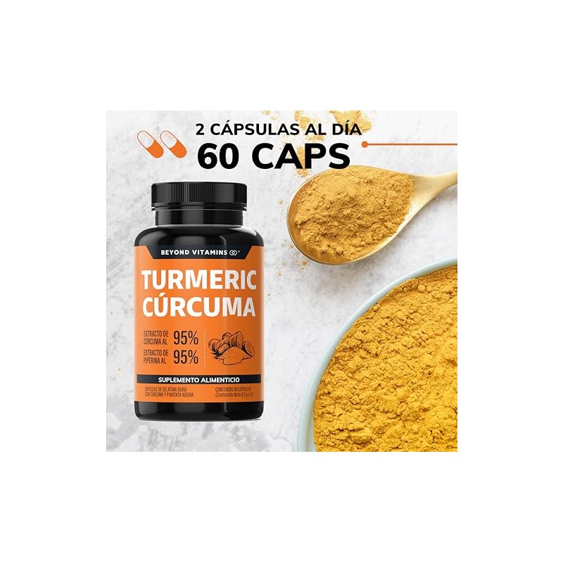 Turmeric Cúrcuma con Extracto de Raíz de Cúrcuma Estandarizada al