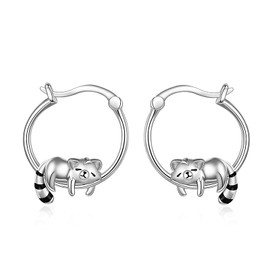 YAFEINI Red Panda Gifts Sterling Silver Red Panda Hoop Earrings Red Panda Jewellery for Women Girls, Sterling Silver, Not known.