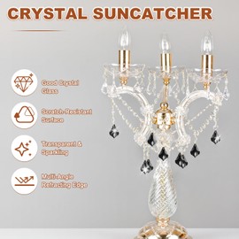 M METERXITY 4-Pack Crystal Maple Leaf Prisms, 38mm/1.5 Inch Chandelier Pendant Maker Hanging Crystals Chandelier Prisms for Home/Windows/Garden/DIY Decoration[Black]