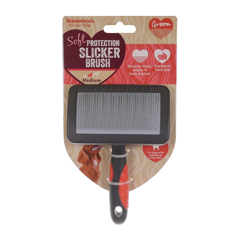 Rosewood Soft Protection Slicker Brush for Dogs, Medium