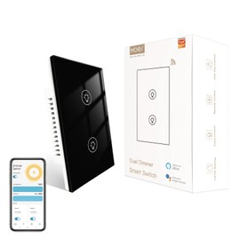 MOES Dual Dimmer Switch, Double Dimmer Switch for LED Lights, Full Range Dimming, WiFi Smart Light Switch Neutral Wire Required, Single Pole, 300W INC, 75W LED/CFL, Smart Life/Tuya APP Remote Control