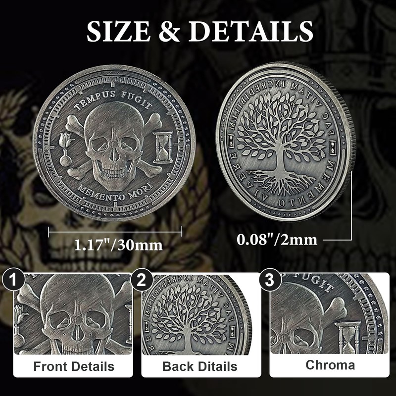 IELCJJ Memento Mori Coin, Tree of Life Stoic Reminder Coins