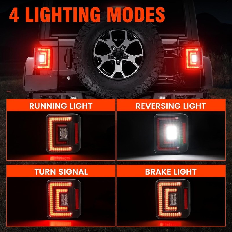 SUPAREE Flush Mount LED Tail Lights fit Jeep Wrangler JL