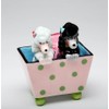 Fine Ceramic Poodles Dog with Holder Salt and Pepper Shakers