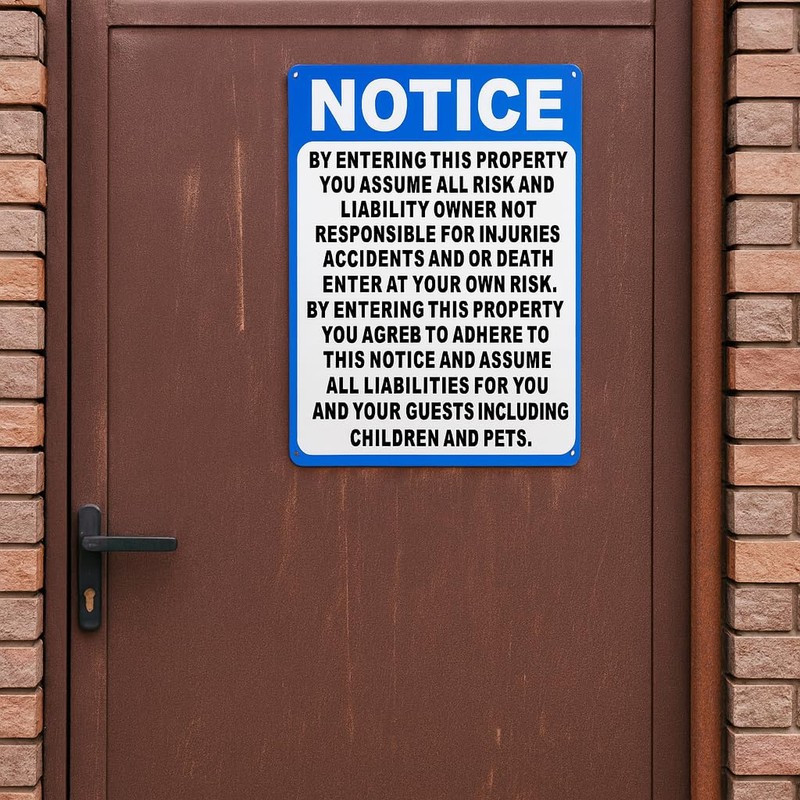 2 Pcs Not Responsible for Accidents or Injuries Sign, 9