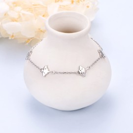 DAOCHONG Stingray Bracelet for Women 925 Sterling Silver Cute Manta Ray Animal Charm Adjustable Bracelet Ocean Jewelry Gifts for Teen Girls Mother Wife Daughter Family, 7+2 inches