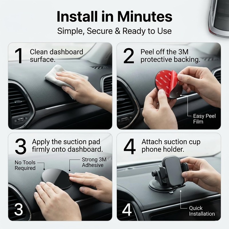 Smeyta Dashboard Phone Holder Pad 3PCS, Car Phone Holder Dashboard