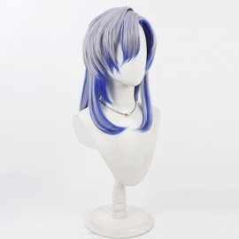 LAOBAO Milan Kestrel Cosplay Wig, Ash Hair, Blue, Mesh, Semi-Long Hair, Costume Accessory, Wig, Heat Resistant, For Disguise Wigs, Parties, Costumes, Festivals, Events, Cosplay Wig