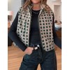 VALOZENC Womens Sleeveless Checkered Sherpa Vest with Pocket Zip Up
