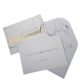 Neviti - Scripted Marble - Bridesmaid Cards with Envelopes, Pack of 3, 14.5 x 0.1 x 10.5 cm
