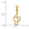 Solid 14k Yellow Gold Music Note with Heart Pendant Charm