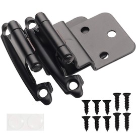 DecoBasics 3/8" Inset Cabinet Hinges Black (10 Pair -20 Pcs) Offset Self Closing Matte Black Cabinet Hinges for Kitchen Cabinets w/Bumpers & Upgraded Screws